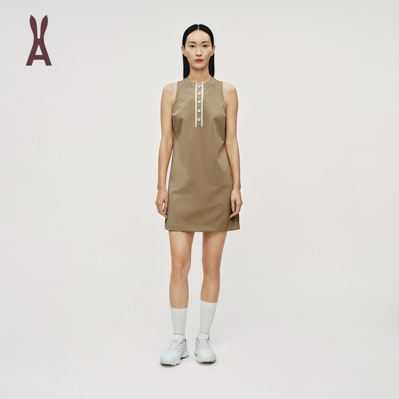 AOT 针织圆领女士A字无袖连衣裙丨法式撞色百搭丨运动耐穿可机洗,女装/女士精品,连衣裙,淘宝优惠券,粉丝福利购,淘宝优惠卷