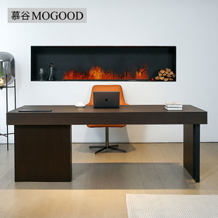高级设计感书桌轻奢现代双人实木小户型意式 极简电脑办公桌定制