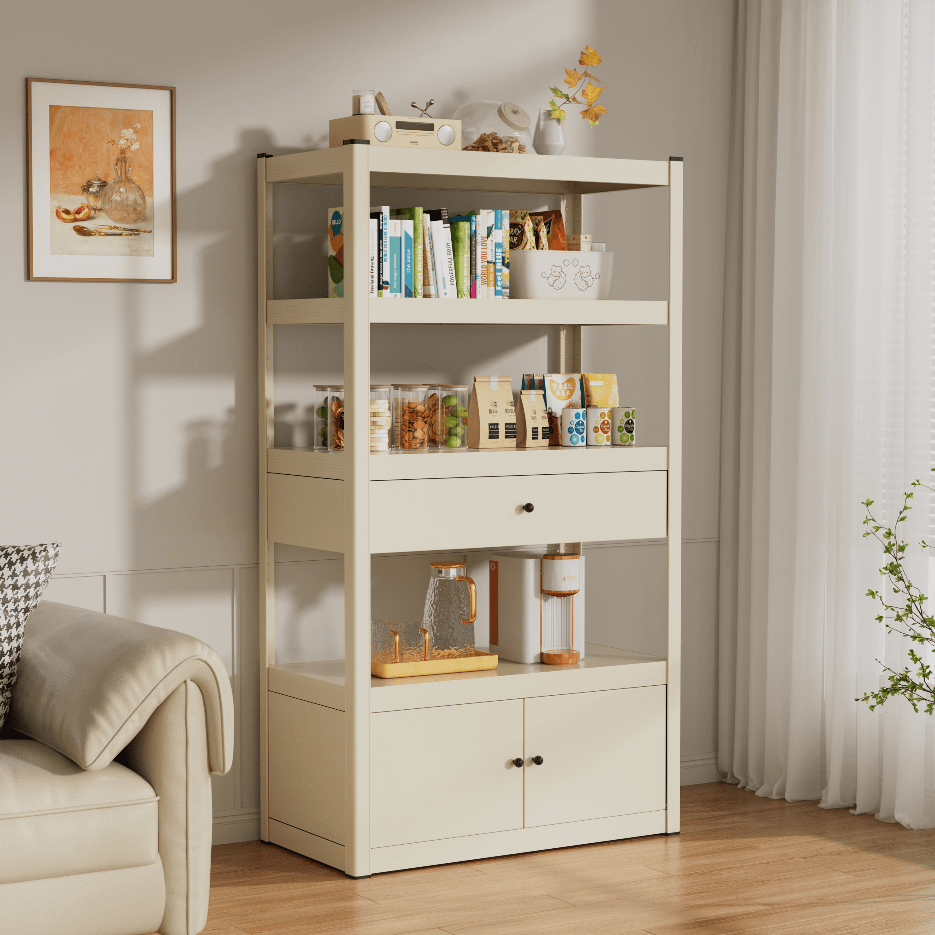 现代简约新款多层书架置物架家用收纳储物架落地式抽屉柜陈列架,住宅家具,搁板/置物架/家用陈列架,淘宝优惠券,粉丝福利购,淘宝优惠卷