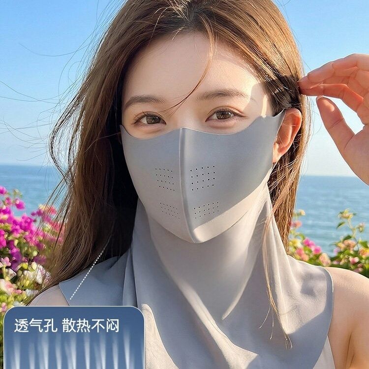 夏日冰丝全脸护颈防晒面罩