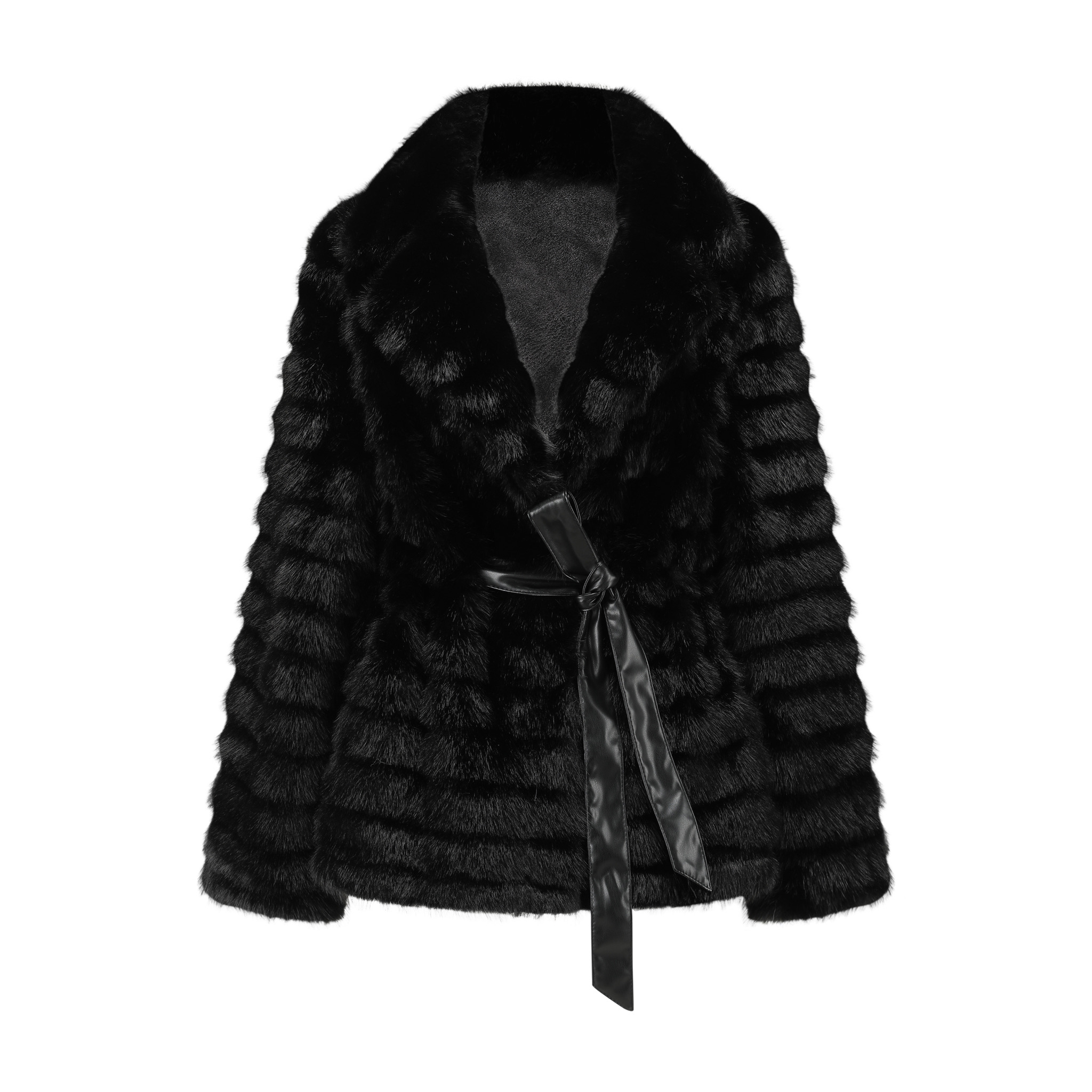 City Cut Eco Fur Coat 都市切割收腰皮饰环保毛外套