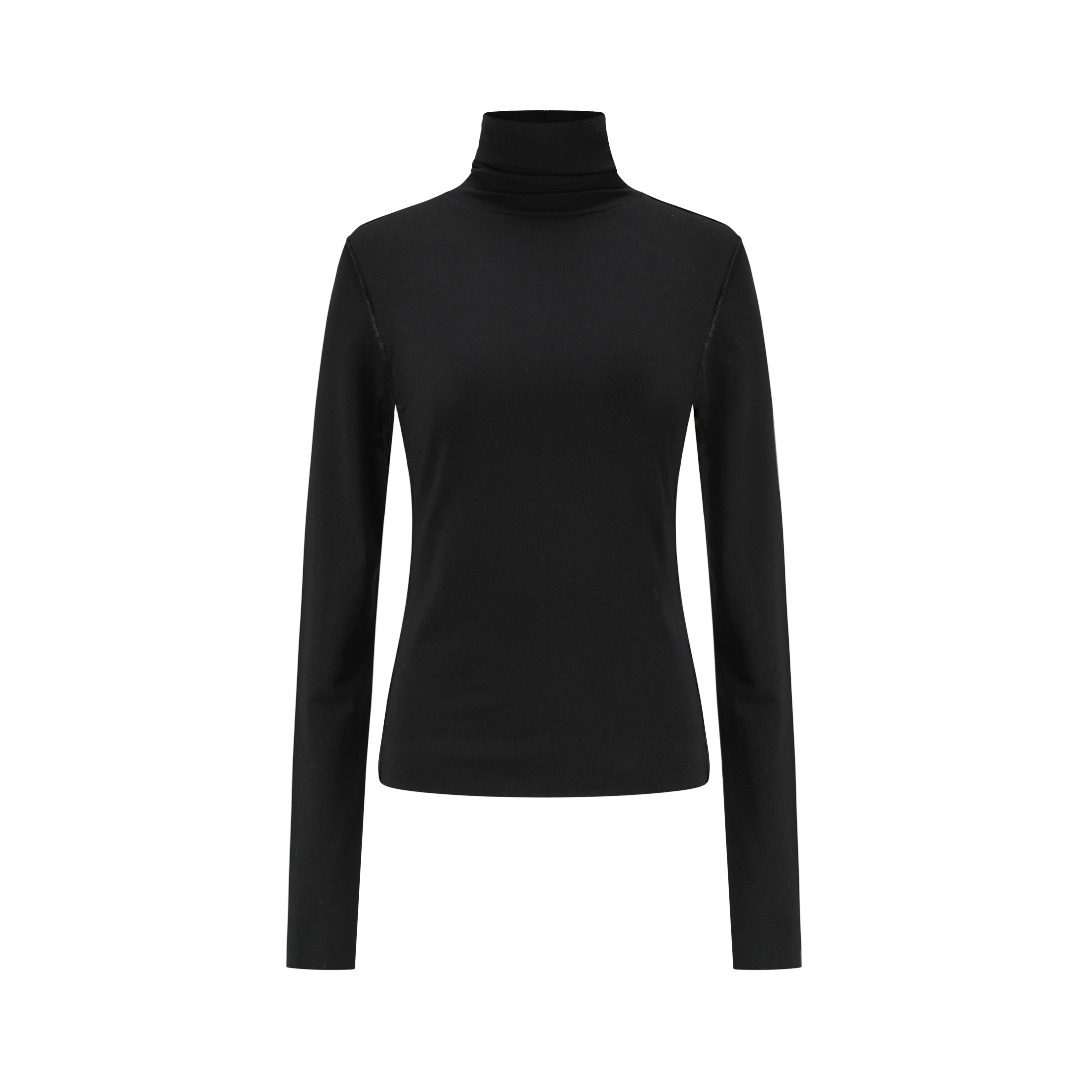 Black High-Neck Slim Knit Top 低调设计线高领山羊绒打底上衣