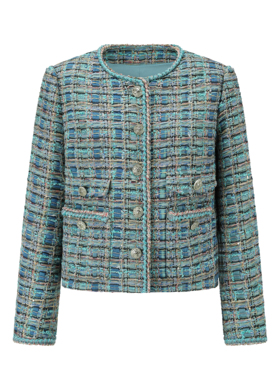 Blue Mist Forest Chic Tweed Jacket 蓝雾森林气质显白外套
