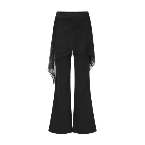 Lace Stacked Layer Curtain Flare Pants 蕾丝叠叠乐屁帘喇叭裤
