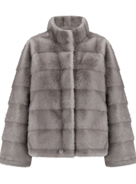Soft Luxe Faux Mink Jacket 宝石绒感横排立领环保皮草外套