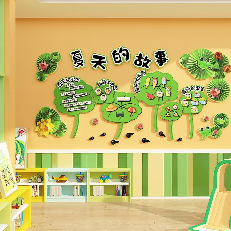 幼儿园墙面装饰环创主题成品材料贴纸季文化荷花叶班级教室黑板报