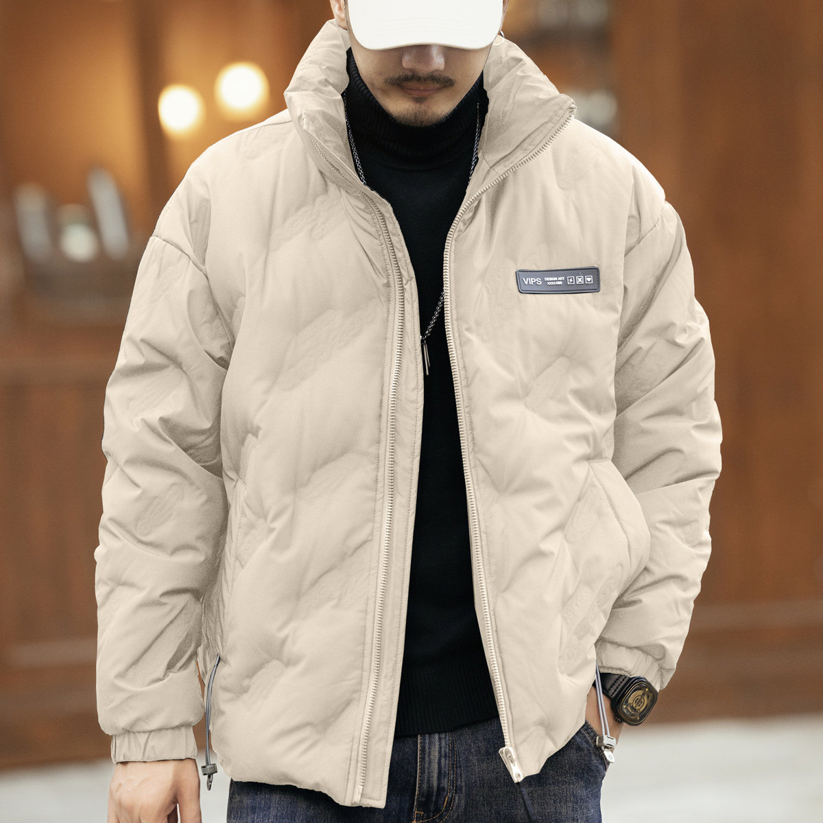 冬季新款男士短款白色羽绒服加厚潮牌夹克男保暖冬装外套男