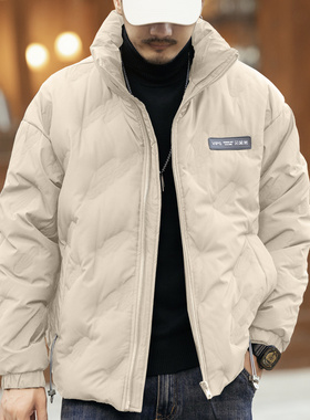 冬季新款男士短款白色羽绒服加厚潮牌夹克男保暖冬装外套男