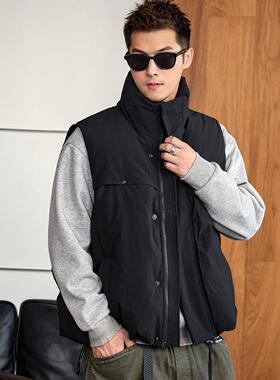 徐太浪【防风立领】黑色羽绒马甲男款2025新款秋冬季无袖坎肩马夹