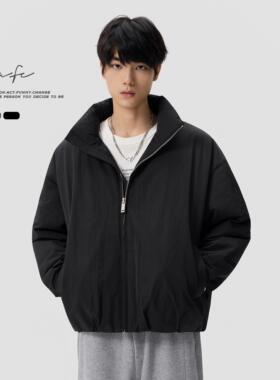 FAFC冬季90白鸭绒纯色立领防风保暖羽绒服男简约休闲防寒加厚外套