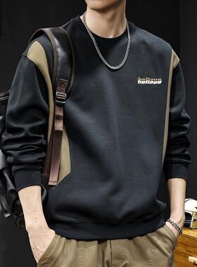 拼接撞色卫衣男秋季2025新款男款衣服男士长袖潮牌男装大码春秋款