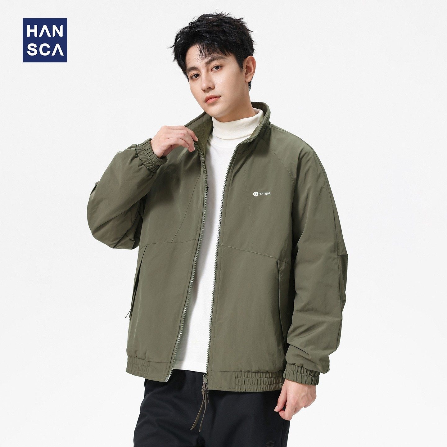 摇粒绒立领两面穿夹克男2025秋冬新款宽松保暖口袋拼接外套,男装,夹克,淘宝优惠券,粉丝福利购,淘宝优惠卷