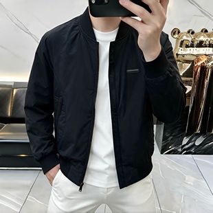 秋冬季新款男士棉服帅气棒球领简约拼接个性口袋保暖时尚二棉外套
