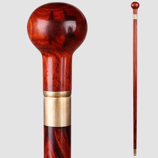 印度小叶紫檀木 圆头拐杖 老年人文明手杖 防滑拐杖 红Z木实木木