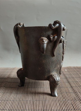 铸铁火煮热水烧烤取暖炭温酒炉雅居客厅茶舍OM摆件老铁器物件老怀