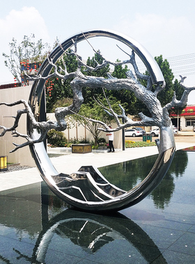 梅花圆形不锈钢艺术户外校园抽象大型玻璃钢现代R雕塑定制景观广