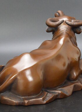 紫铜牛摆件e铜卧牛生肖牛中式铜器工艺品家居装饰品客厅办公室摆