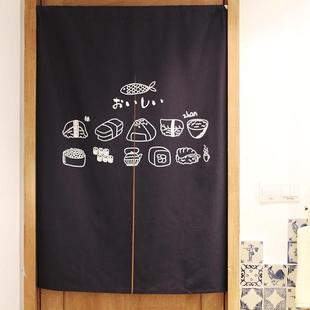 隔断帘棉麻家用餐厅餐馆格调挂帘布艺门帘厨房免打孔半帘 定制日式