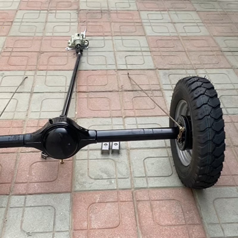 两轮改装三轮摩托车后桥传动倒y挡配件轮胎总成鼓刹后桥链条改传