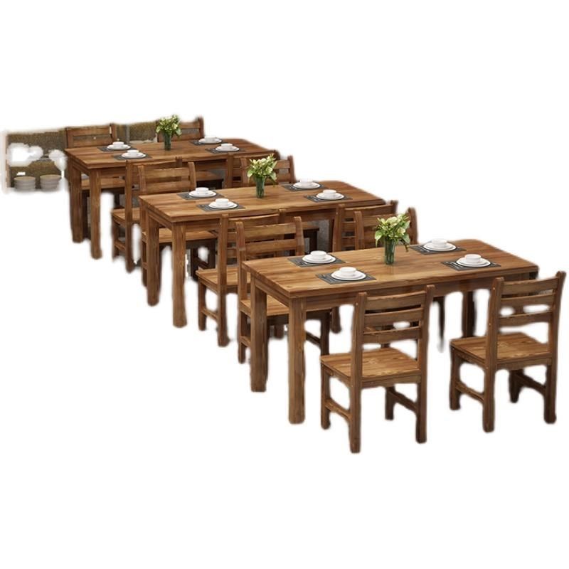 饭店小吃店快餐馆面馆桌椅板凳组合E碳化实木食堂火锅烧烤桌子凳,商业/办公家具,食堂餐桌椅,淘宝优惠券,粉丝福利购,淘宝优惠卷