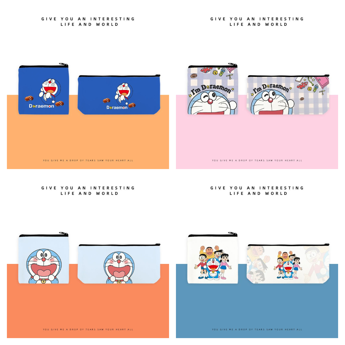 哆啦A梦卡通丝绒拉链包