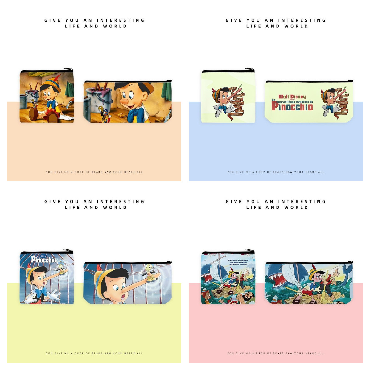 迪士尼皮诺曹卡通拉链包学生零钱包化妆包便携口红香水耳机数据线