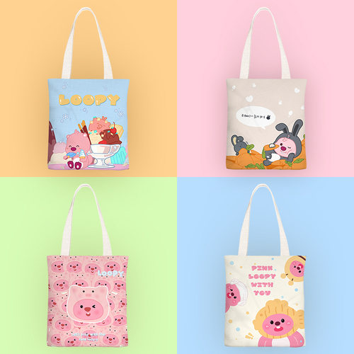 卡通动漫小海狸帆布包大容量单肩