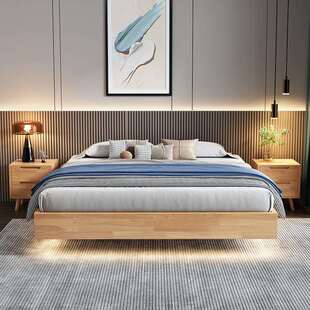 日式榻榻米地台床无床头落地矮床实木北欧轻盈简约现代民宿双人床