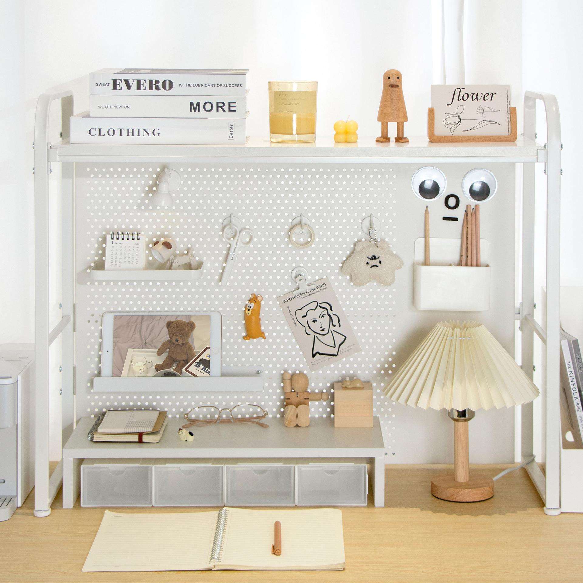 桌面洞洞板书架未默集舍网红学生学习书桌收纳架子办公桌置物架