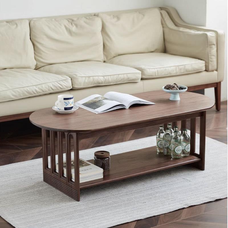 北欧复古尤里实木黑胡桃木茶几客厅家用小户型多功能樱桃木小茶桌