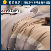 A类轻奢长绒棉天丝磨毛四件套纯棉全棉被套刺绣秋冬床上用品100支