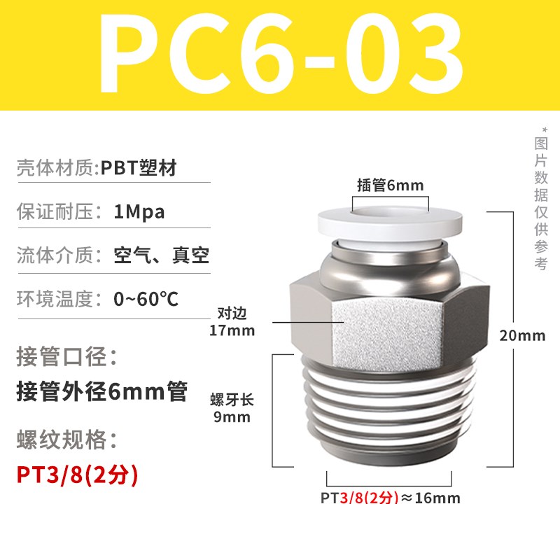 气动气管快速接头快插直通PC弯头90度PL气嘴气缸螺纹配件6/8-02mm