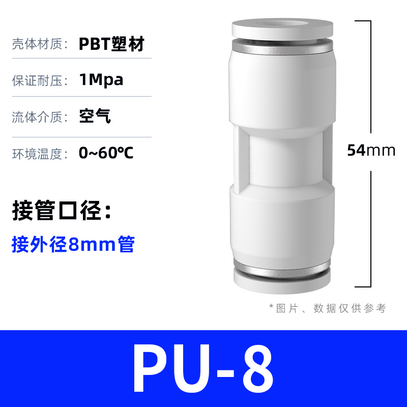 气管快速接头气动塑料快插接头PU直通PG变径4/6/8/1O0/12/14/16mm