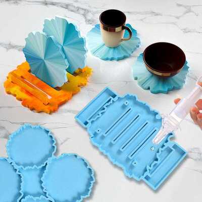 网红Coaster Resin Molds Set Coaster Stand Silicone Mold p Ma