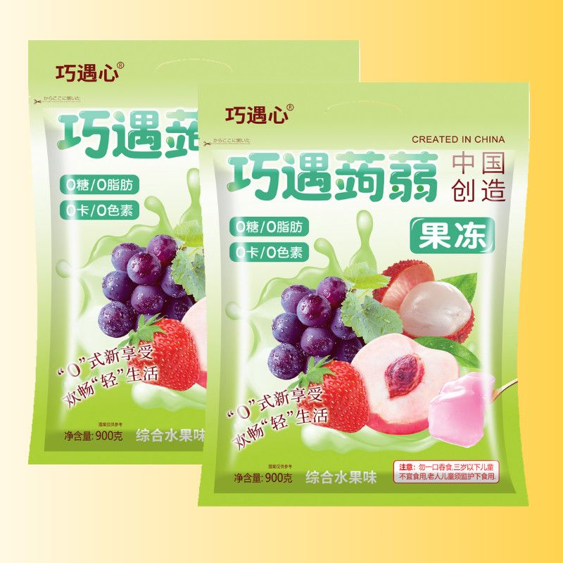 巧遇心蒟蒻果冻0糖0卡0脂肪网红休闲小零食混合口味果冻袋装爆款