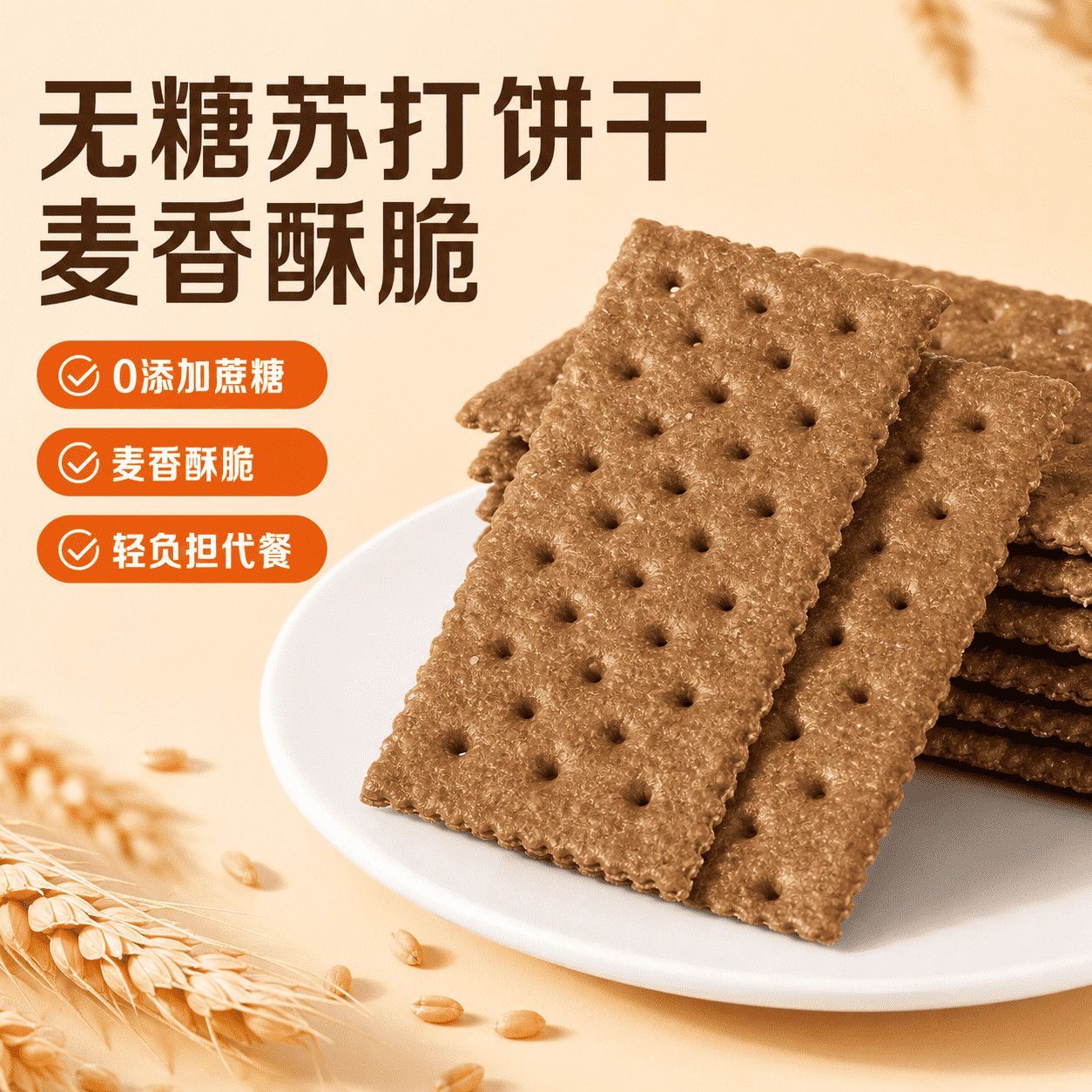 真无糖苏打饼干独立包装粗粮饱腹代餐宿舍办公室健康休闲零食早餐
