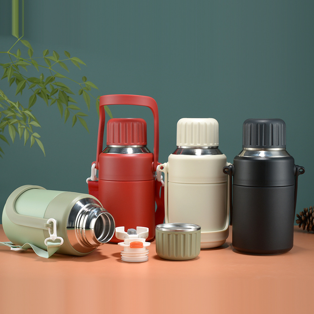 简约新款保温瓶户外大容量水壶带