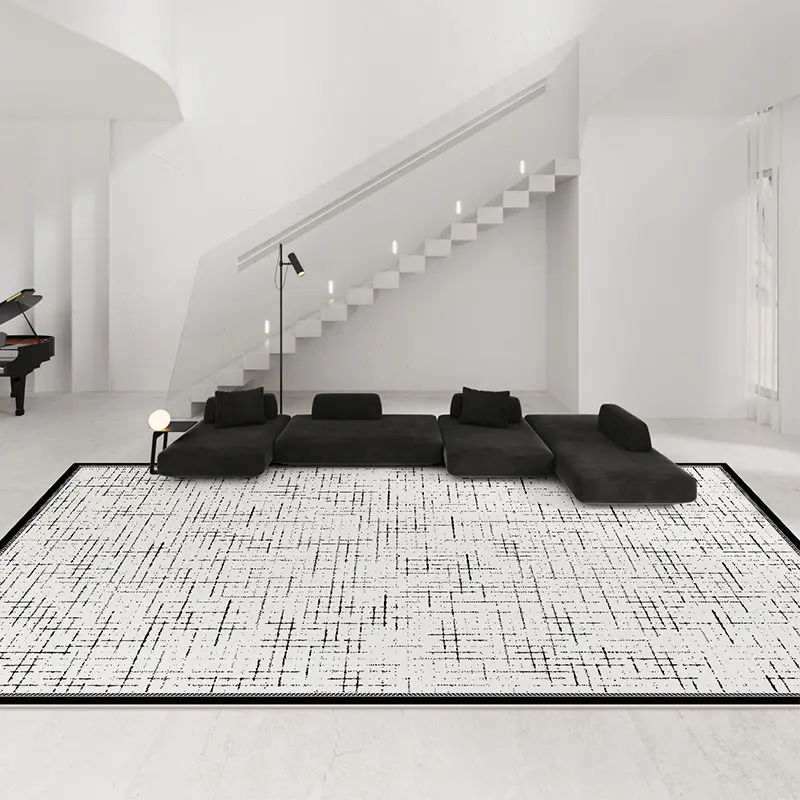 小香风黑白防水地毯客厅圈绒