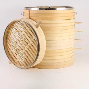 竹青蒸笼纯手工蒸馒头包子笼屉早餐店竹篦子加深竹蒸笼商用新型