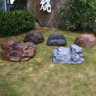 仿真石头造景摆件室外大型空心玻璃钢防水罩园林井盖装饰假山石