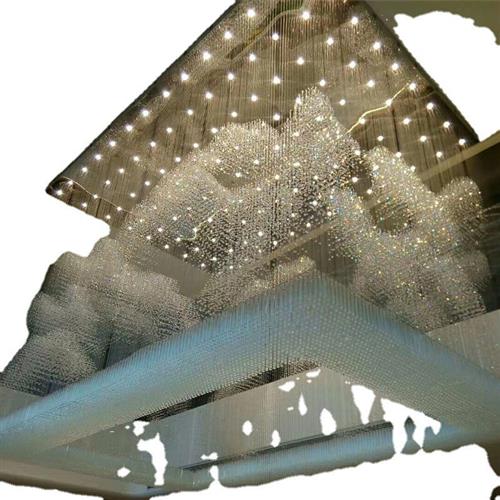 轻奢酒店大堂别墅水晶吊灯创意非标定制灯具工程售楼处大厅吊线灯
