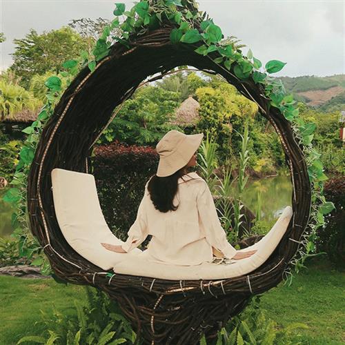 网红鸟巢户外打卡秋千藤编吊椅巴厘岛景区民宿婚纱拍摄藤艺吊篮