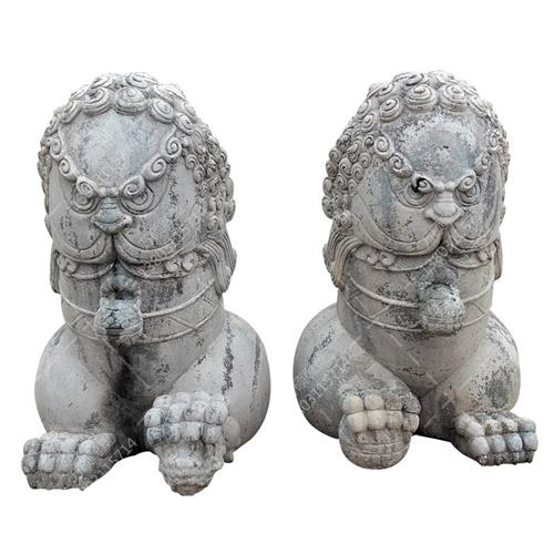 汉白玉石狮子雕塑精雕一对看门户外礼品庭院摆件家用天然复古青石