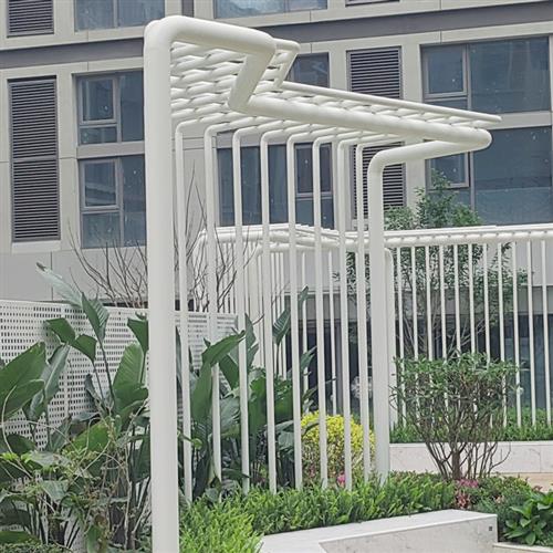 不锈钢门头小区入口门头大型不锈钢制作不锈钢风雨连廊户外钢结构