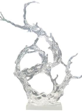 透明流水浪花摆件树脂雕塑客厅玄关抽象装饰艺术酒店会所大堂摆设