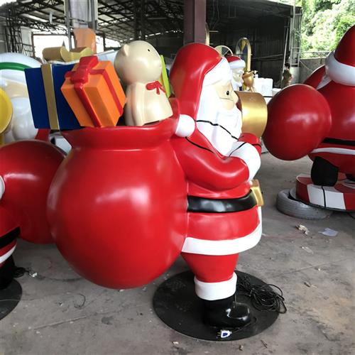 玻璃钢圣诞老人卡通雕塑圣诞节气氛商场美陈雕塑玻璃钢景观雕塑