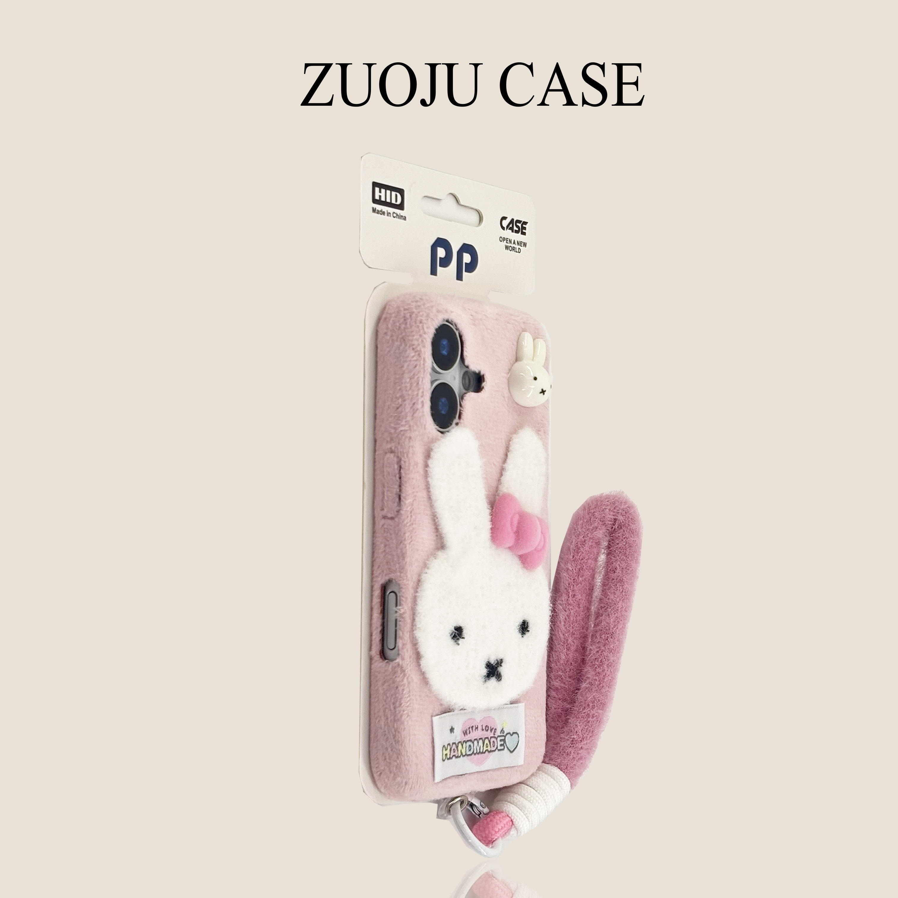 粉底毛毯标签米菲兔适用苹果17手机壳新款iphone17promax秋冬毛绒新款苹果16promax苹果15pro防摔13女14套