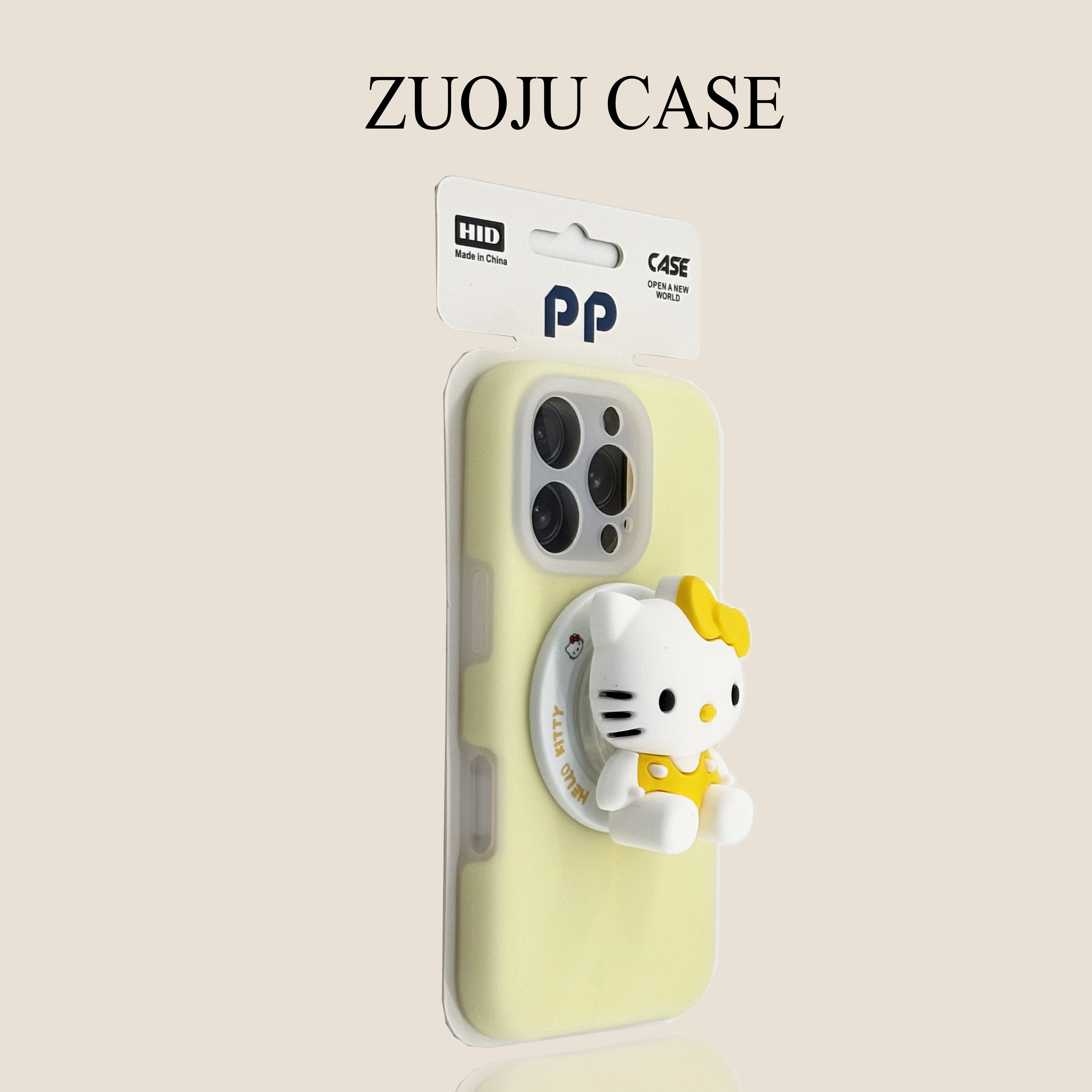 奶黄色果冻液态硅胶KT猫磁吸支架适用苹果17手机壳新款iphone17promax全包苹果16promax苹果15pro防摔13女14