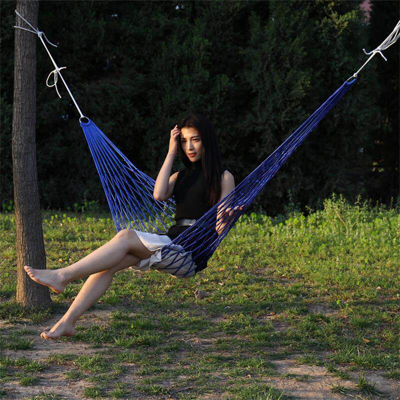 驴行者户外网绳吊床单人吊床加粗网兜尼龙吊床户外休闲秋千儿童成