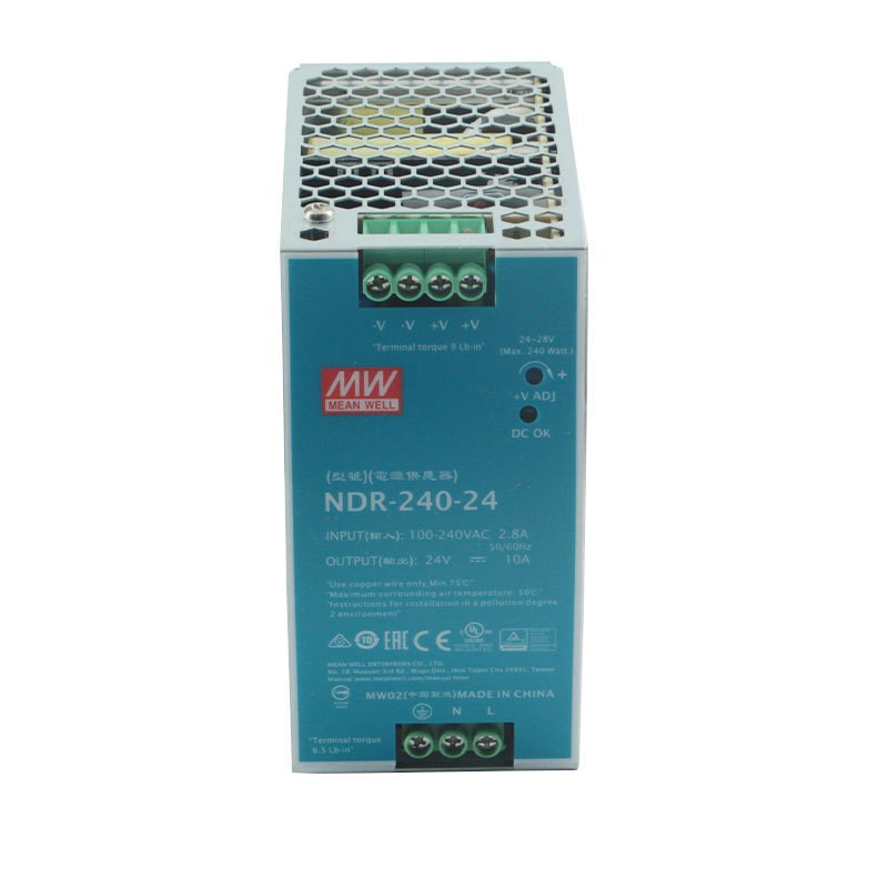NDR超薄导轨式明纬开关电源240W24V5MA工业工控超薄型导轨电源